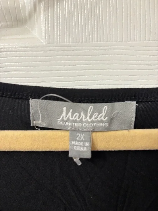 Marled Womens Plus Size 2X Black Lace Bell Sleeve Top - Picture 6 of 7